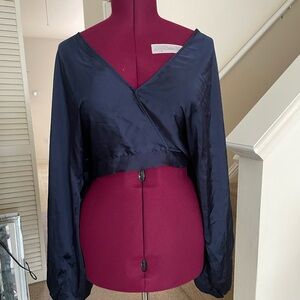 Free People Navy Wrap Top